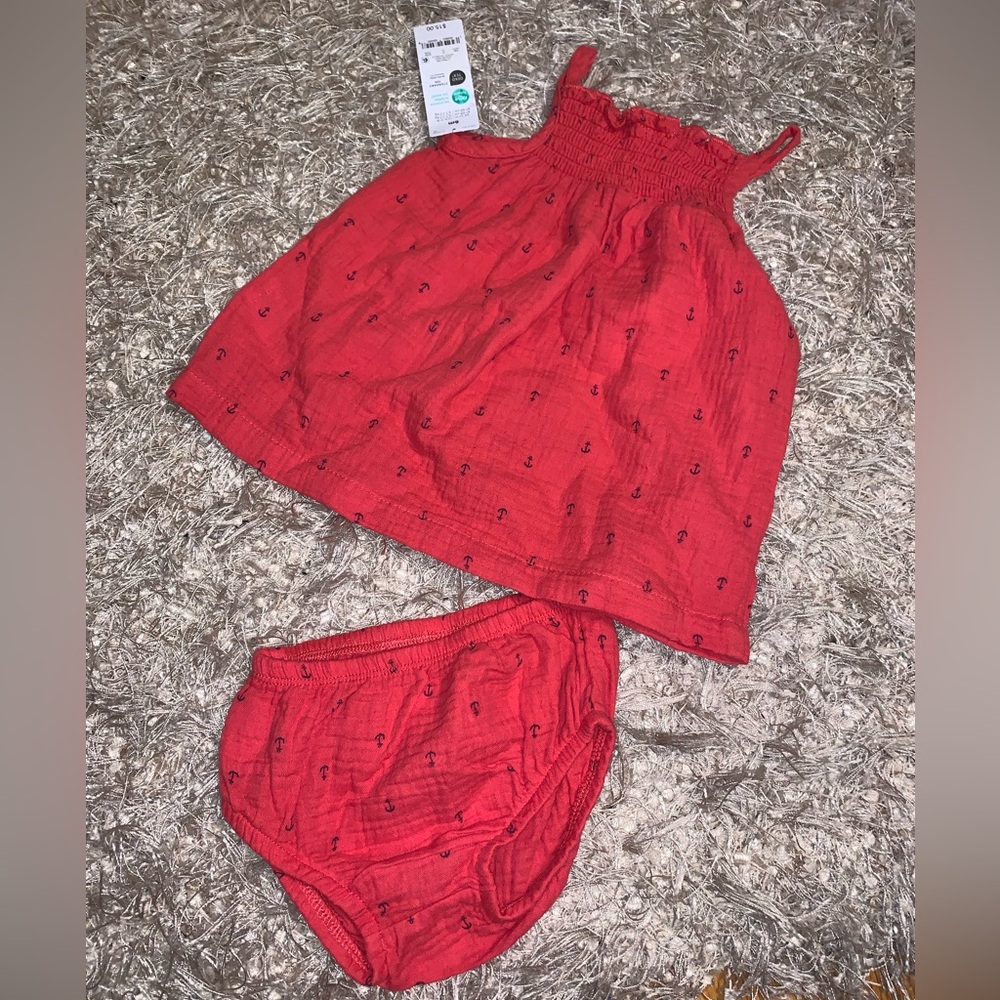Red Anchors Baby Dress and Bloomers Set - 6M NWT